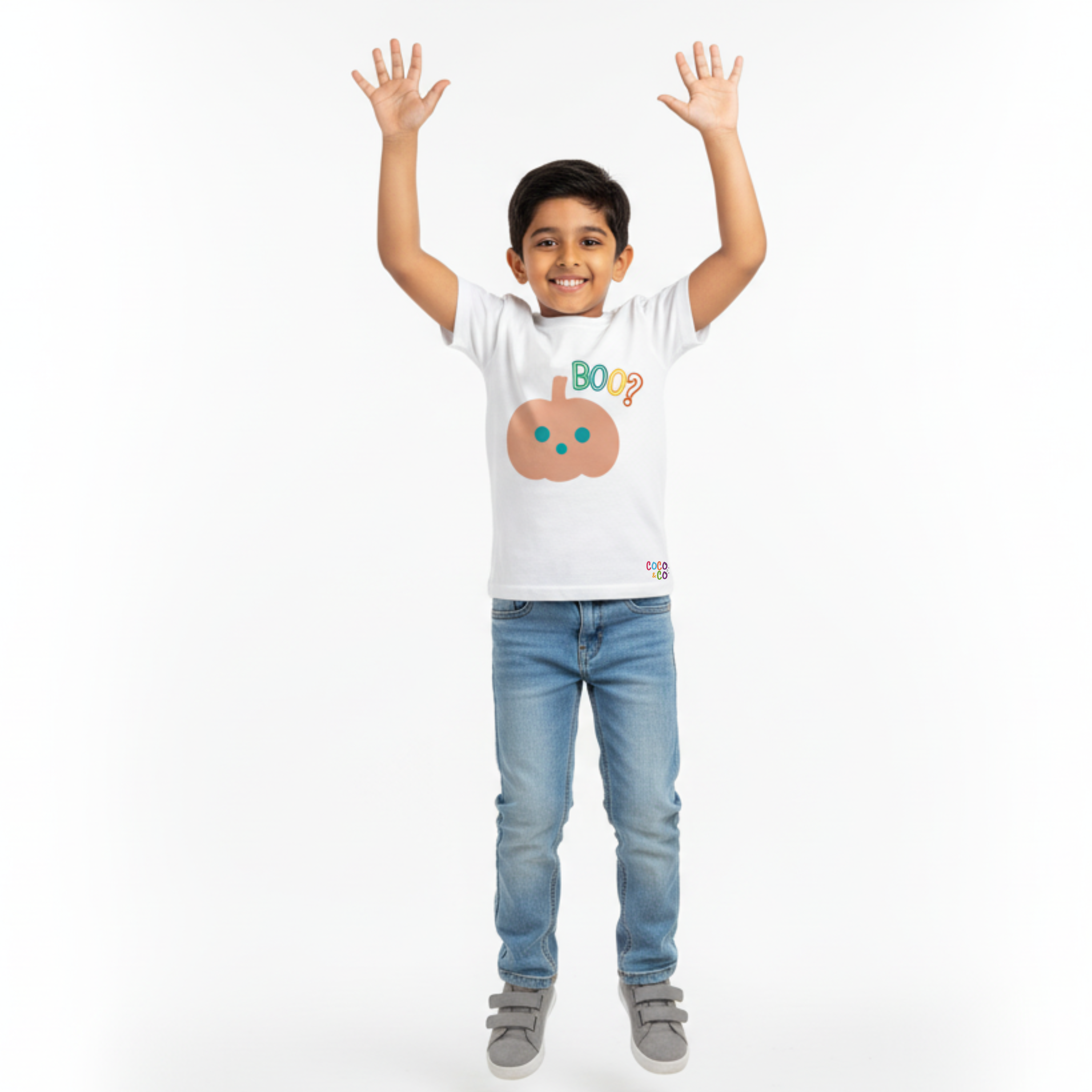 Boo Pumpkin Boys Tee – White