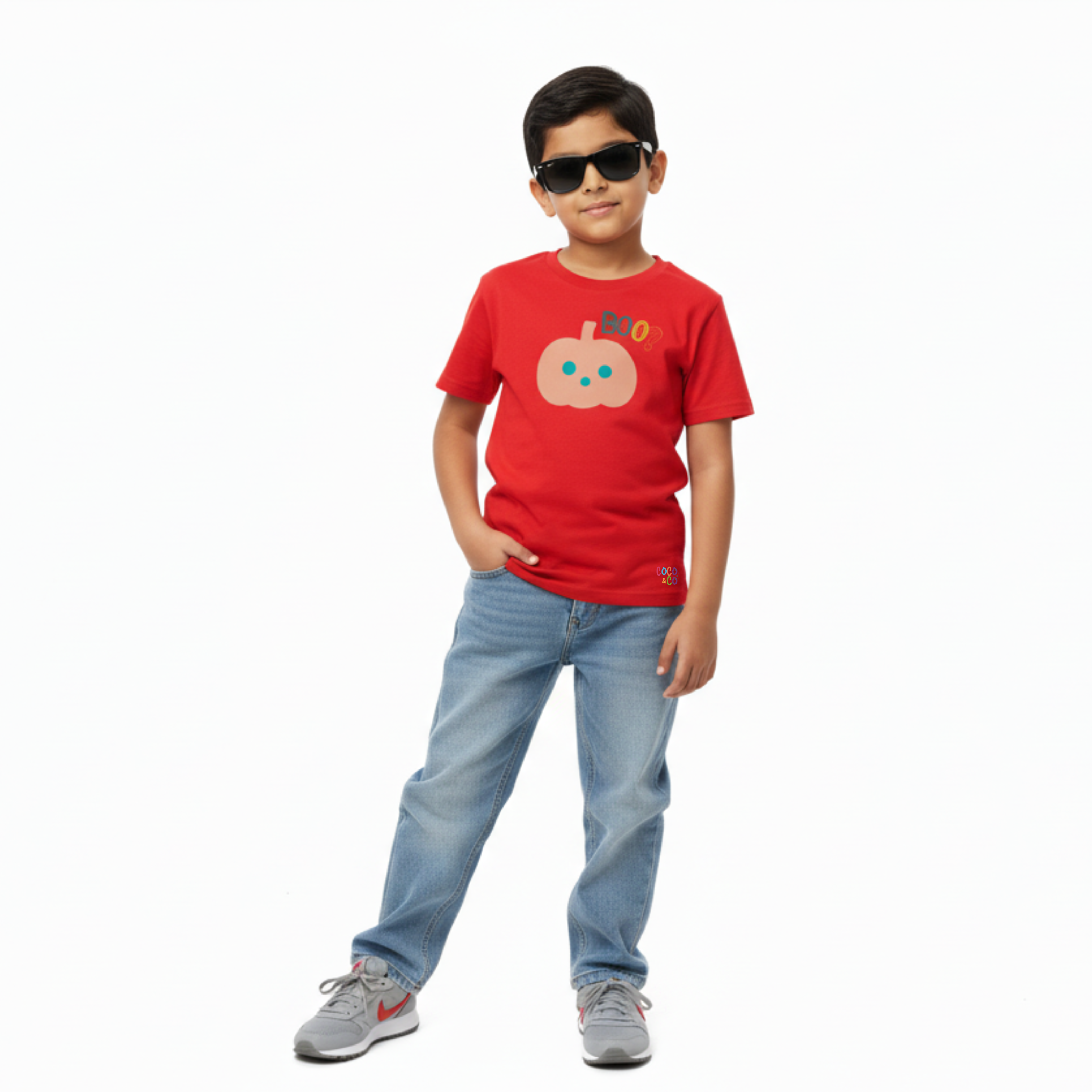 Boo Pumpkin Boys Tee – Red