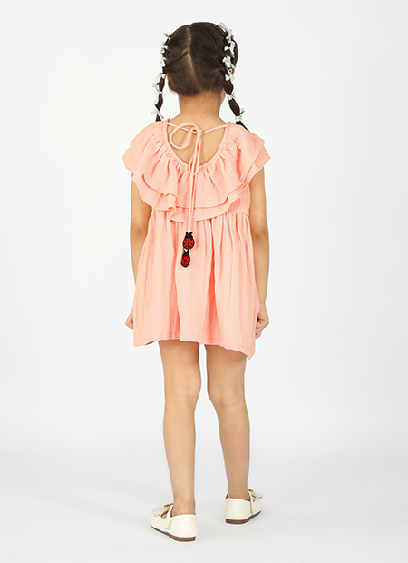 Peach Flutter Daisy Dress