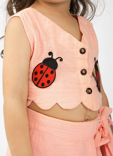 Peach Ladybug Scallop Co-ord Set