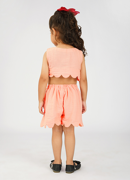 Peach Ladybug Scallop Co-ord Set